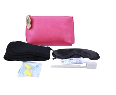 China High Quality Disposable Business Class Airline Amenities Kits Hotel Travel Safety Sets PU Leather For Women for sale