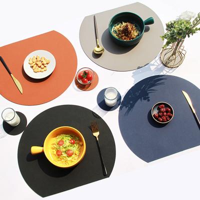 China Waterproof and oil-proof double-sided semi-circular semicircular western mat durable heat insulation restaurant mat table place mat for sale