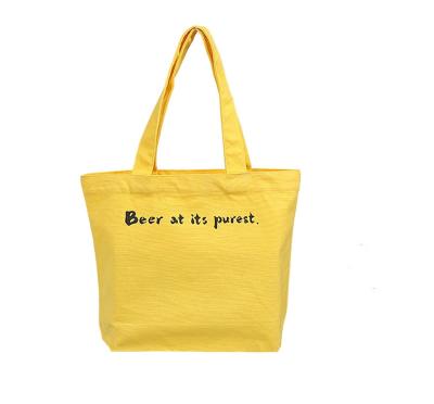 China 2022 Factory supply high quality 100% canvas tote bag and custom printing yellow cotton shopping bag with bottom for sale