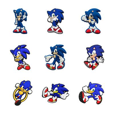 China High Quality Sonic Design Croc Charms - Custom Movie Character Cartoon PVC Rubber Shoe Hobble Decoration for sale