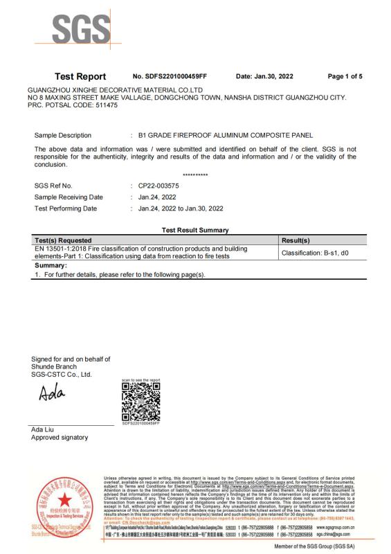 SGS-csts standard - Guangzhou Xinghe Decorative Material Co,.Ltd