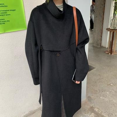 China Anti-wrinkle OULAIYADI New Design Oversized Loose Gray Vintage Woolen Cashmere Coats Winter Long Coat For Women for sale