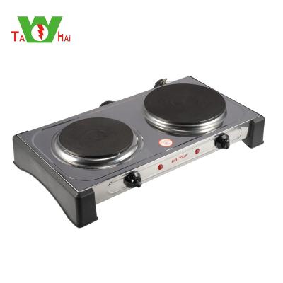 China Hotel New Design Home Kitchen Use Solid Double 2 Burner Electric Hot Plate Aluminum Electric Cooking Stove for sale