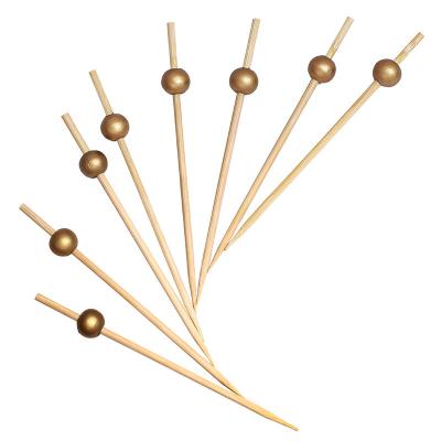 China 12cm Party Easily Cleaned Custom Disposable Bamboo Skewers Food Picks Fruit Sticks Natural Round Bamboo Sticks for sale