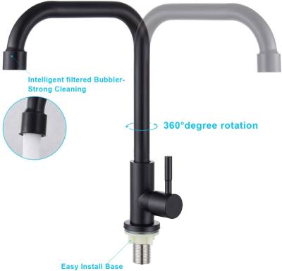 China 2021 Commercial Bar Faucet Cold Water Only Kitchen Faucet Black 304 Stainless Steel Sink Modern Black Arc High Top Faucet for sale