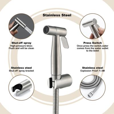 China SUS304 TOILET BIDET SPRAYER STAINLESS STEEL INDUSTRIAL BATHROOM HAND SPRAY BIDET SET WITH HOSE for sale