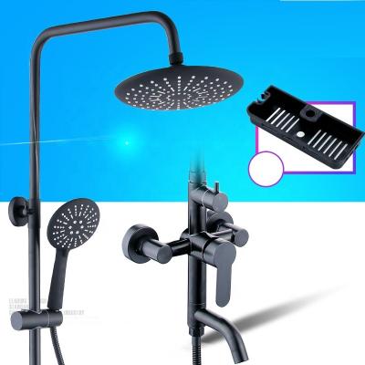 China With Bathroom Sliding Bar 304 SUS Black Lift Shower Hot And Cold Shower Set Hotel Rain Shower Schwarze Edelstahl System Cut-Flowers Shower Shower for sale