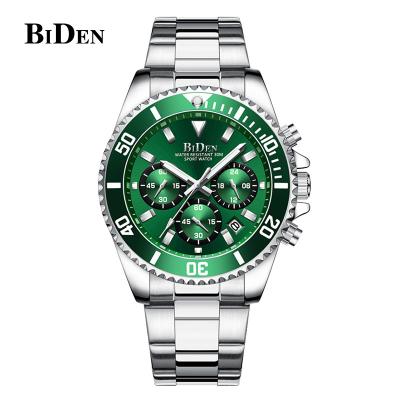 China Fashionable Automatic Date Mens Quartz Watch Stainless Steel Dial Stainless Steel Business Classic Green Waterproof Chronograph Watches Clock for sale