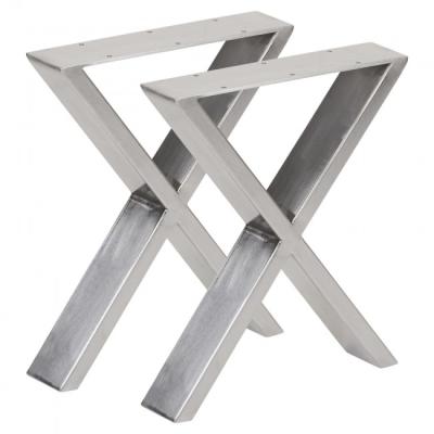 China Custom Table Metal X Shape Large Industrial Stainless Steel Table Leg For Solid Wood Table Top Used for sale