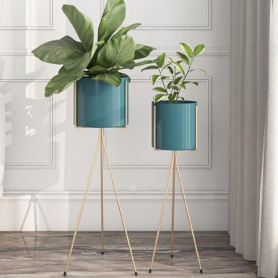 China Hot Selling Small Metal Iron Modern Indoor Wire Holder Ceramic Flower Plant Pot for sale