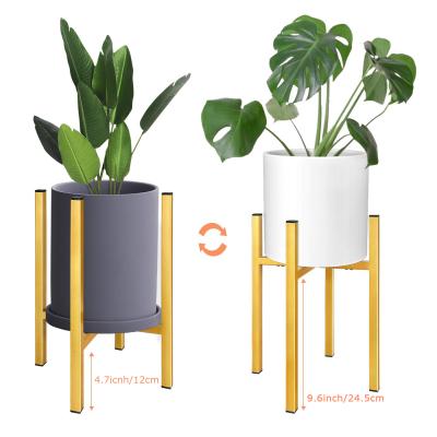 China Cheap Home Modern Artificial Indoor Wholesale Adjustable Stand Iron Garden Golden Pot Plant Planters Metal and Ceramic Flower Plant Pot for sale