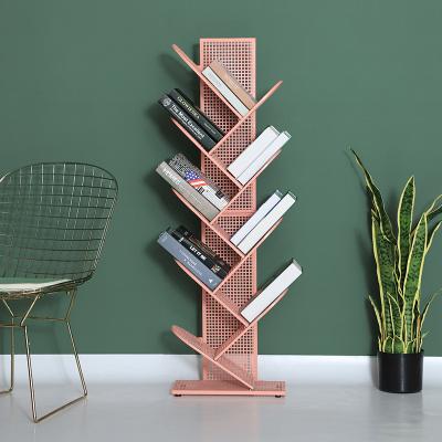 China Modern Big Tree Foldable Ladder Bookcases Kids Living Room Furniture Shelves Steel Black Book Shelves Children's Metal Shelf Bookcases for sale