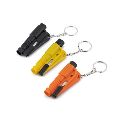 China Car Emergency Rescue Escape 3 in 1 Mini Window Breaker Keychain Whistle Multifunctional Rescue Escape Broken Window Life Hammer for sale