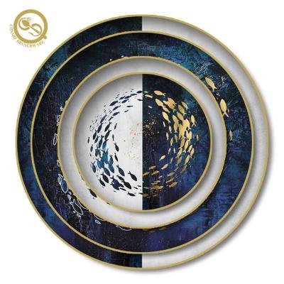 China 2020 Sustainable New Products With Fish Dish Ceramic Marble Dinner Set for sale