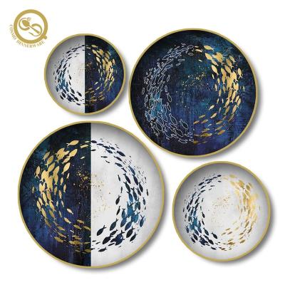 China Factory direct viable ceramic marble dinner plate set wholesale for sale