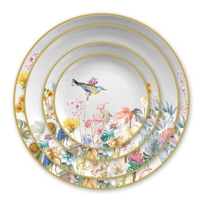 China 2021 Sustainable Nordic Decoration Dish 4pcs Plates Round Ceramic Restaurant Plates Plates For Wedding for sale