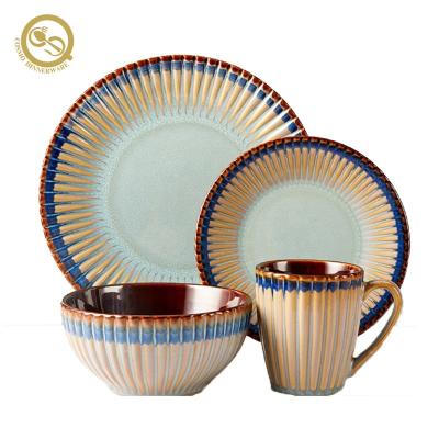 China 2021 Viable New Product Colorful Dishes Dinnerware Set Dinner Sets Yellow Cheap Dinnerware Set For Wedding for sale