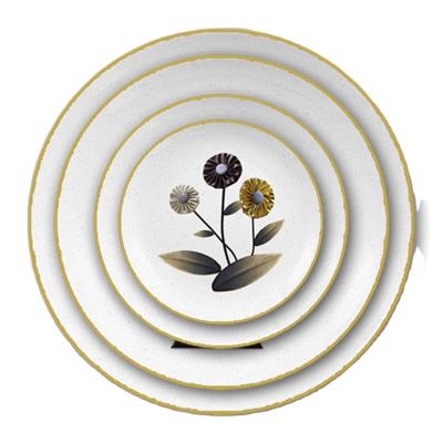 China Sustainable New Arrival 4pcs Porcelain Dinnerware Sets Gold Ceramic Dishes for sale