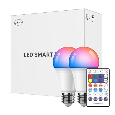 China RGBCW 3-CCT 2700-6500k indoor dimmable alexa 10w voice wifi app BT zigbee tuya control led smart bulbs for sale