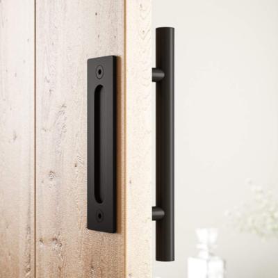 China Modern Cheap Price High Quality Carbon Steel Modern Black Sliding Barn Door Handle for sale