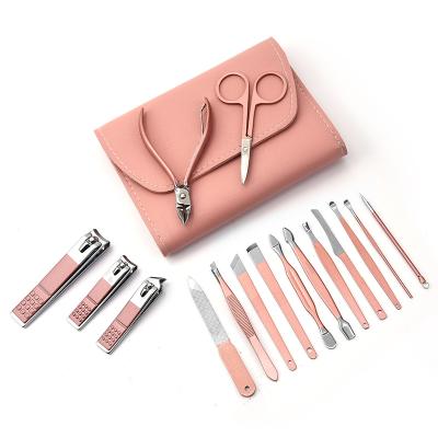 China Yaeshii Fashionable Modern Rose Gold 16 Piece Nail Clipper Set Nail Tools Customized Manicure Set for sale