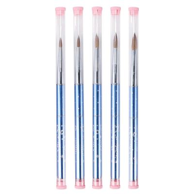 China Professional Eco-friendly Pure Metal Kolinsky Nail Brush Gel Polish Drawing Acrylic Nail Art Painting Pen for sale