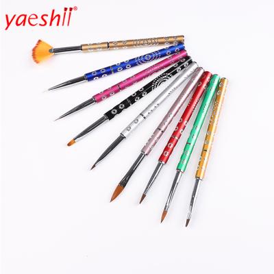 China Professional high quality metal nail brush handle nail art yaeshii acrylic nail art set brush for sale