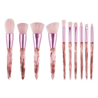 China Angular Blush Crystal Diamond 12 Pcs Unique Handle Rhinestone Acrylic Makeup Brush Set for sale