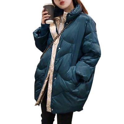 China Women's Windproof Stripper Mid Length Winter Down Jacket Featuring a High Collar Drawstring Hem New for sale