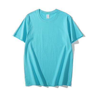 China Men's And Women's Anti-Wrinkle Cotton T-shirt Solid Color Half Sleeve Casual Loose Round Collar Sheer Bottom Shirt for sale