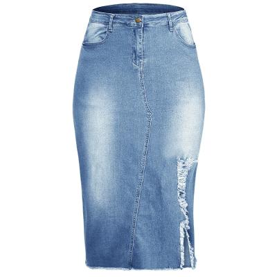 China Sustainable Plus Size Jeans Skirt With High Waists And Holes For Women for sale