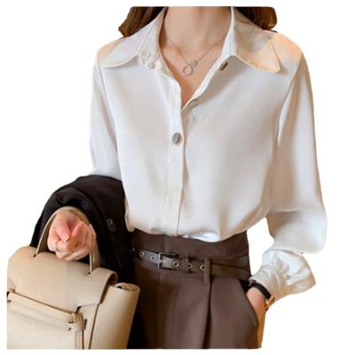 China Spring 2022 New Fashion White Shirt QUICK DRY Women's Long Sleeve Top With Chiffon Bottom Shirt for sale