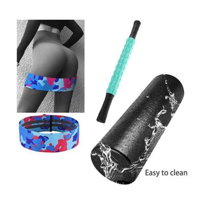 China Foam Muscle Massage Roller Stick With Anti Slip Fabric Resistance Bands Massage Set for sale