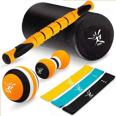 China Latex Massage Roller Stick Set Foam Roller , Massage Ball Resistance Loop Bands for sale