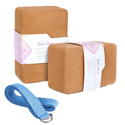 China Natural Gymnastic Posture Yoga Cork Brick Cork Fitness Sets for sale