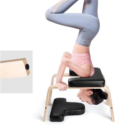 China 150kg Wood PU Yoga Stool Bench Headstand Promote Blood Circulation for sale