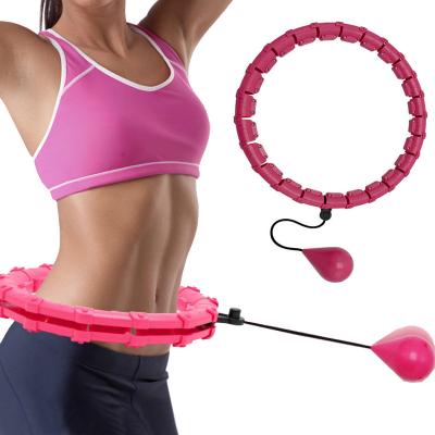 China ABS Pink Hula Hoop Ring For Adults Weighted Digital Sport Yoga Fitness Ring for sale