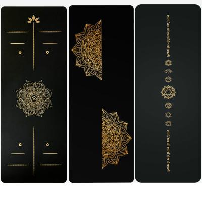 China Golden Mandala With Position Line 5mm 68cm Wide PU Rubber Non Slip Yoga Mat For Pilates Fitness for sale