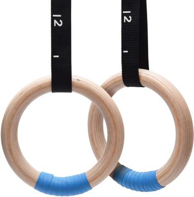 China Wholesale Double Circle   Wood Gymnastics Rings 1500lbs Adjustable Cam Buckle 14.76ft for sale