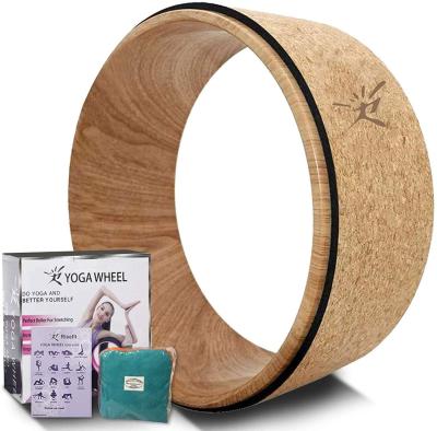 China Custom ECO Friendly Wooden Fitness Equipment Cork Yoga Wheel Manufacturor for sale