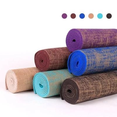 China Natural Organic Non Toxic Ecofriendly Jute Cotton Yoga Mats With Custom Logo Natural Rubber Anti-Tear for sale