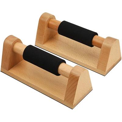 China 8mm Wood Push Up Handles With Full Non Slip Baseplate  Comfortable Rubber Grip Push Up Stand for sale