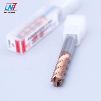 China HRC65 4 Flute Carbide End Mill Flat Round Corner Carbide UNT Type High Hard Type Cutter for sale