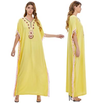 China 2021 summer casual elegant women clothes Anti-wrinkle kaftan clothes Dubai Africa Maxi Womens Dresses Abaya for sale