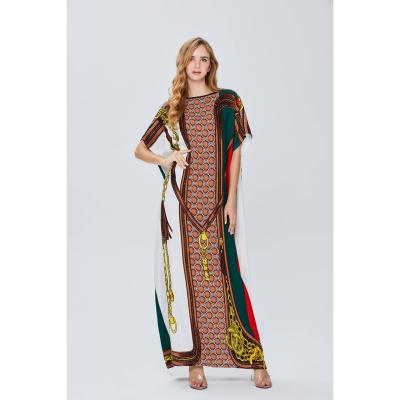 China Free Sample Summer Muslim Women's Maxi Dresses Rayon Fabric Women Designer Anti-static Luxury Brand Kaftan Maxi Dresses for sale