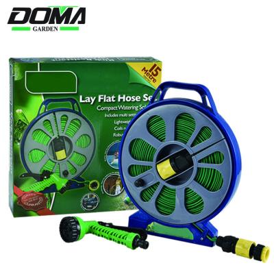 China DOMA 50ft 15M Adjustable Spool Flat Garden Hose With 7 Function Sprayer DM-1009 for sale