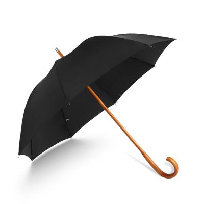 China Manufacturer 8 minimalist panels directly stick classic waterproof wooden handle manual umbrella for sale