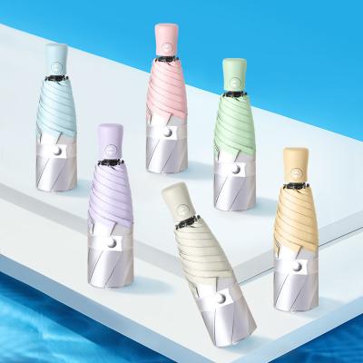 China Minimalist Automatic Titanium Mix Colors Mini Six Colors Portable Fold Umbrellas For Women for sale