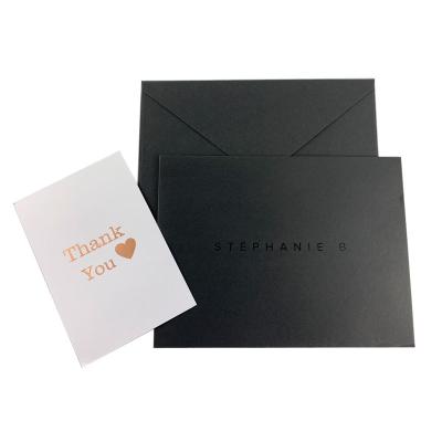 China Custom Fancy Logo Invitation Gift Greeting Cards Europe Size UV ​​Packaging Black Paper Envelope for sale