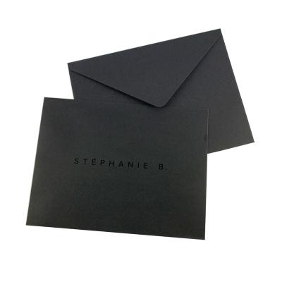 China Europe Logo Invitation Gift Greeting Cards Custom UV Packaging Black Paper Mini Envelope for sale